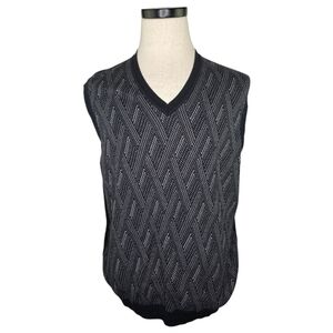 A|Xist Textured Black Gray 100% Cotton Sleeveless Knit Sweater Vest Men’s L